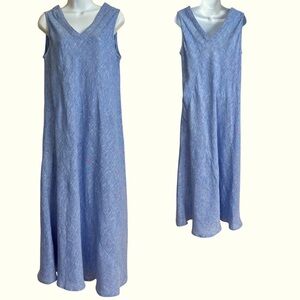 Crown Linen Designs Linen Midi Maxi Long Dress Size Medium Sleeveless V-Neck